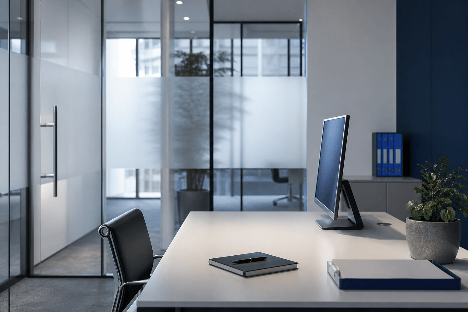 Modern home office workspace for professional consultation preparation